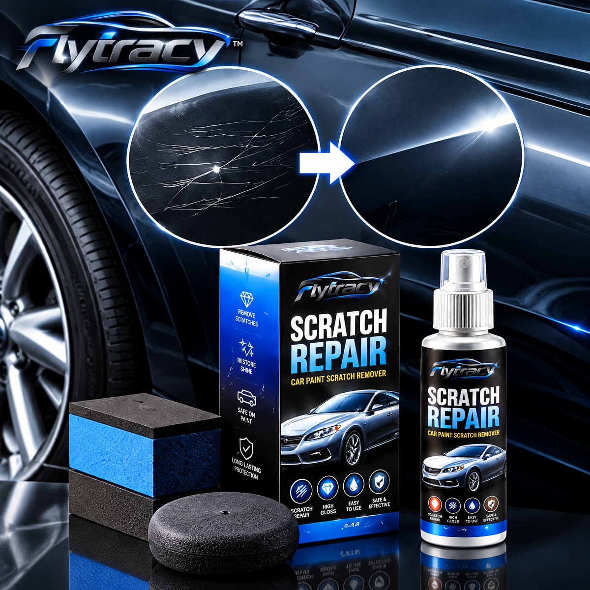 Flytracy™ Car Paint Scratch Repair Kit – Easy-To-Use Scratch Remover & Paint Care Solution for Vehicle Surfaces