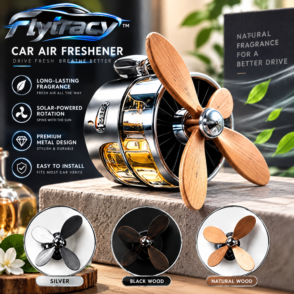 Flytracy™ Solar-Powered Car Air Freshener – Premium Rotating Fragrance Diffuser for a Fresh Driving Experience