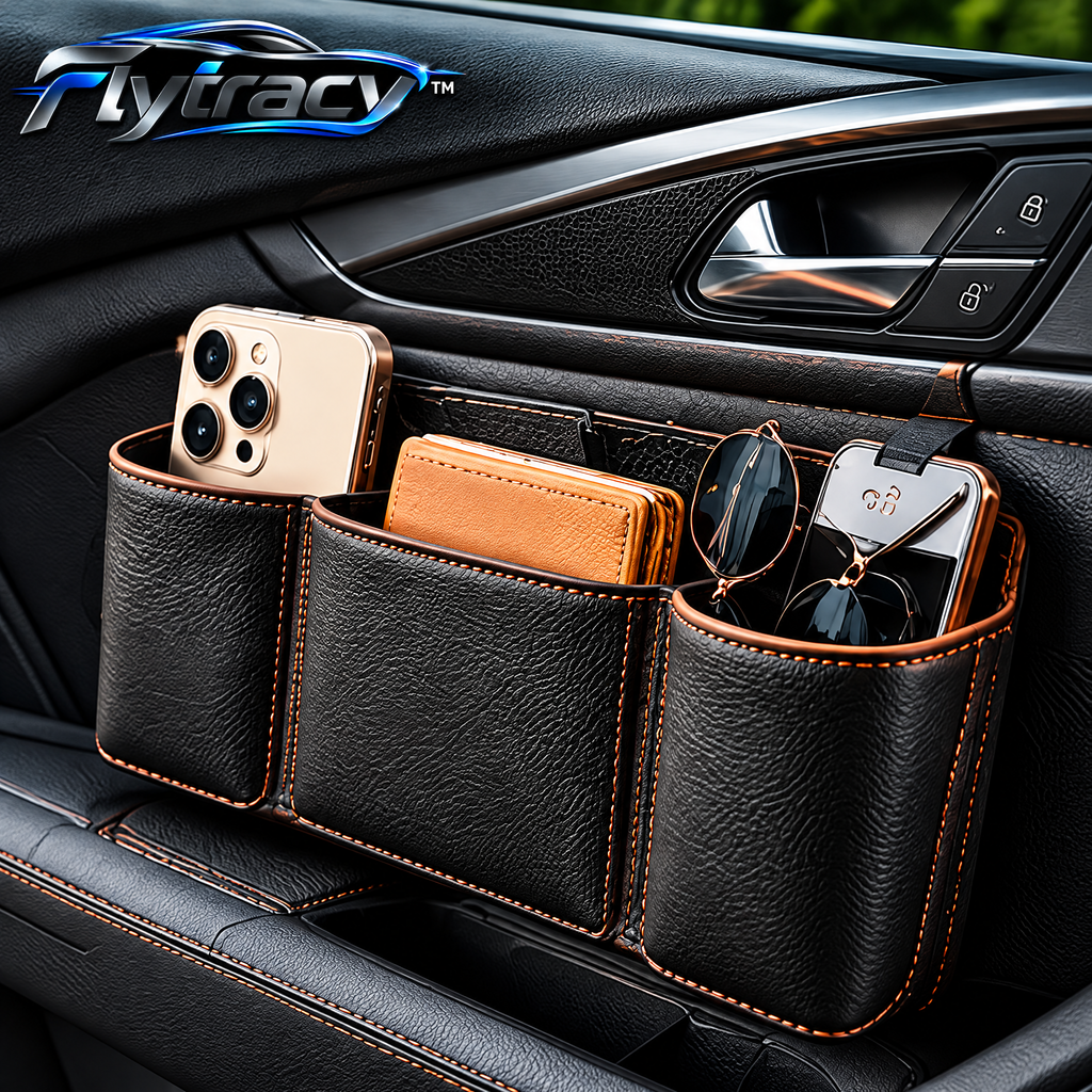 Flytracy™ Car Seat Side Organizer – Premium Leather Storage Pocket for Convenient Vehicle Organization